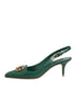 Dolce & Gabbana Dark Green DG Amore Slingbacks Sandals Shoes